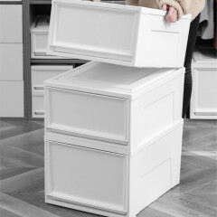 爱丽思（IRIS）收纳箱抽屉式可叠加衣柜内收纳盒透明塑料整理箱衣服储物箱  BC450S白色/1只装