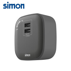 西蒙(simon)开关插座 移动插座轨道插座明装 滑动轨道插座 方形USB电源插座插头双口(黑色)MTSE721-BL
