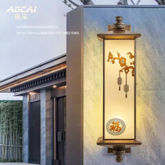 奥采（AOCAI）全铜户外新中式防水别墅家用太阳能户外防水院子阳台门柱壁挂灯 高55cm古铜色 接电款