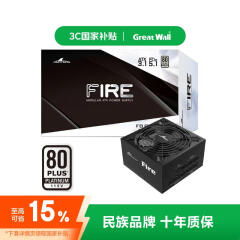 长城（Great Wall）额定850W F8白金牌全模组电源（ATX3.1标准/原生PCIe5.1接口/自动启停/全电压/闪电加速）