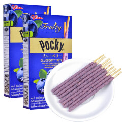 泰国进口 格力高（pocky）百奇蓝莓味涂层饼干 35g*2盒