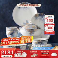 华光国瓷 碗碟套装 骨瓷餐具碗盘碟 欧式家用陶瓷餐具 梦幻卡布里 梦幻卡布里 32头