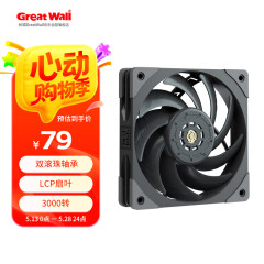 长城（Great Wall）朔风S120狂暴散热风扇（LCP扇叶/双滚珠轴承/6极3相电机/PWM/3000转/风压高达5.2/小4Pin+3针）