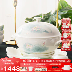 华光陶瓷碗套装 抗菌骨瓷餐具 釉中彩碗碟套装家用中式 春江水暖 春江水暖 46头礼盒装【抗菌瓷】