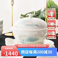 华光陶瓷碗套装 抗菌骨瓷餐具 釉中彩碗碟套装家用中式 春江水暖 春江水暖 46头礼盒装【抗菌瓷】