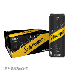 可口可乐（Coca-Cola）怡泉 Schweppes 无糖零卡 苏打水 汽水饮料 330ml*24罐 年货调酒