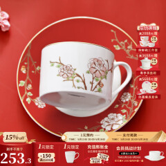 华光国瓷 骨瓷咖啡杯碟套装 故宫宫廷风咖啡杯碟 创意送礼礼盒装 锦色