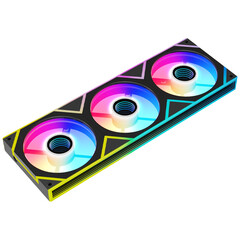 长城（Great Wall）矩阵360黑色一体式机箱风扇（64颗高品质灯珠/4螺丝简便安装/ARGB灯效/侧边一体千层镜/PWM调速）