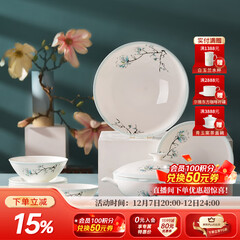 华光国瓷 碗盘餐具套装 骨瓷餐具釉中彩 家用高档乔迁之喜礼物 青玉案 32头礼盒装