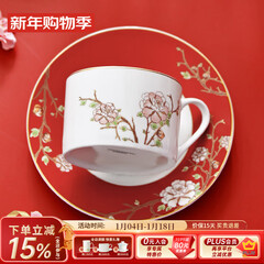 华光国瓷 骨瓷咖啡杯碟套装 故宫宫廷风咖啡杯碟 创意送礼礼盒装 锦色