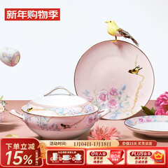 华光碗碟套装 骨瓷餐具碗碟套装 高温无铅镉健康釉中彩 富贵牡丹  富贵牡丹（粉+金）礼盒装 32头