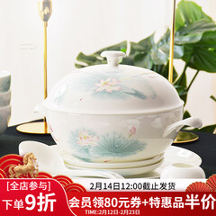 华光陶瓷碗套装 抗菌骨瓷餐具 釉中彩碗碟套装家用中式 春江水暖 春江水暖 46头礼盒装【抗菌瓷】