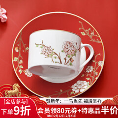 华光国瓷 骨瓷咖啡杯碟套装 故宫宫廷风咖啡杯碟 创意送礼礼盒装 锦色