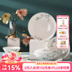 华光国瓷 碗盘餐具套装 骨瓷餐具釉中彩 家用高档乔迁之喜礼物 青玉案 32头礼盒装