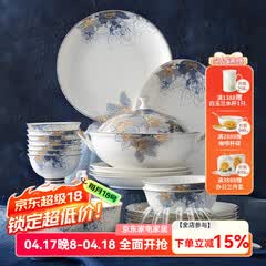 华光国瓷 碗碟套装 骨瓷餐具碗盘碟 欧式家用陶瓷餐具 梦幻卡布里 梦幻卡布里 32头