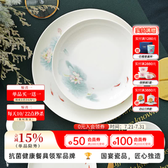 华光陶瓷碗套装 抗菌骨瓷餐具 釉中彩碗碟套装家用中式 春江水暖 春江水暖 46头礼盒装【抗菌瓷】