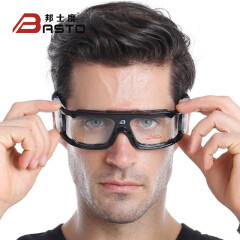 邦士度篮球眼镜 足球运动防护镜框BL022 可配近视 经典黑（平光镜片）