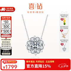 喜钻七夕礼物铂金女人花钻石吊坠女群镶钻石项链锁骨链求婚结婚首饰 【约50分效果】铂金共20分