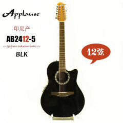 OVATION 奥威逊 CS24 CS24P 电箱民谣木吉他 AB24 圆孔圆背电箱琴 黑色 印尼12弦款【AB2412-5】