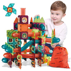 纽奇 儿童磁力片积木滚珠滑道磁力大颗粒积木磁力片男女孩玩具261件套