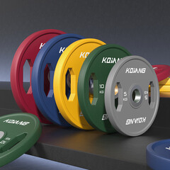 康强CPU彩色橡胶环保无味杠铃片举重力量举杠铃举重片 100kg （5-20KG各两片）套装