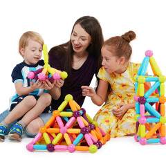 纽奇 大颗粒磁力棒积木64件套创意拼插磁性积木磁力棒3-6岁儿童玩具