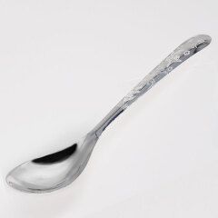 丰泽西（Fzx jewellery） 银勺子足银汤勺调羹实用银器长柄花纹勺光面 百年好合约38-40g