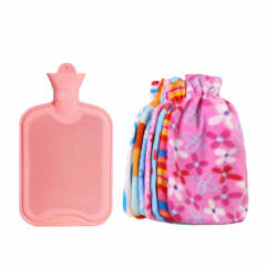 杜托 加厚橡胶热水袋可充水暖手袋注水热水袋冲水老式橡胶热水袋 大号粉色+随机色布套