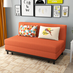未蓝生活沙发床多功能可折叠客厅小户型现代简约两用 型沙发床 橙色棉麻 1.5米宽(海绵款)
