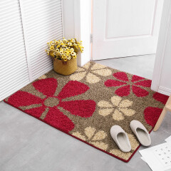 进门地毯地毯定制 入户门口地毯家用脚毯 客厅厨房卫生间吸水防滑毯子 可定制尺寸 红色五花 50X80cm(长方形)