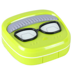 洁达 隐形眼镜盒伴侣盒双联盒护理盒 方脸娃娃 A-9009 绿色