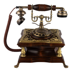 金顺迪K23 仿古电话机欧式座机美式家用座机古典实木客厅固定电话机 旋转款(接电话线)