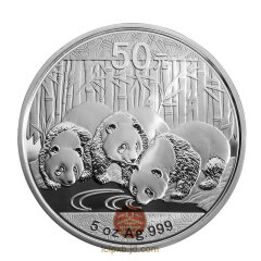 上海銮诚 2013年熊猫金银纪念币5盎司银币 熊猫银币2013年 5盎司银猫