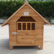 自然之風 M号实木狗屋泰迪狗窝防腐防蛀防雨水中小型犬宠物猫狗舍 室内室外均可用 清漆款有门无窗 M号 适合体长56cm以内