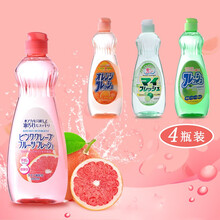 日本进口家用厨房去油污洗洁精中性清洁剂洗涤剂果蔬餐具去油渍温和护手洗洁精 600ml混合套装（四种各一瓶）