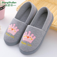 尚舒伴 月子鞋春夏产妇厚底8月份9月份软底夏天包跟产后夏季薄款孕妇拖鞋 皇冠款月子鞋－灰色 M(38-39)码