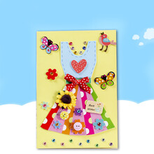 巧心师 DIY儿童贺卡 手工材料包立体创意礼品感谢卡片信封明信片七夕情人节礼物小裙子款套装送女友