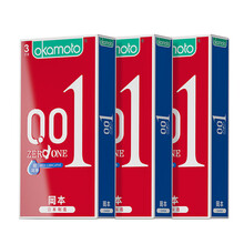 冈本001避孕套持久0.01避孕套男女用套套计生用品润滑安全套003润滑情趣用品 进口 0.01三只装*3盒