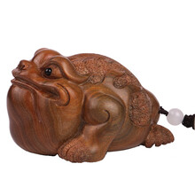 绿檀三足金蟾手把件摆件木雕三脚金蟾招财摆件金蟾茶宠 古玩金蟾摆件文玩把件 绿檀木招财金蟾手把件