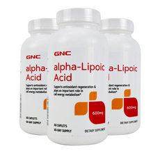 美国进口GNC硫辛酸胶囊硫辛酸片alpha阿尔法600mg60粒糖尿病降血糖抗氧化护肝保肝毒排 3瓶 一周期