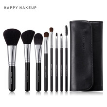 HAPPY MAKEUP 8支化妆刷套装 眼影刷粉底修容刷散粉刷腮红刷唇刷眉刷纤维毛 黑色