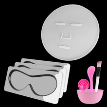 海藻面膜模型托盘工具免调模具diy模板美容院自制硅胶可反复使用 硅胶面膜托1个+眼膜托3个+4件套