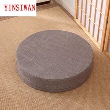 日式蒲团亚麻圆形坐垫布艺加厚拆洗榻榻米垫打坐垫拜佛垫禅修垫子 灰色 直径40cm厚度10cm