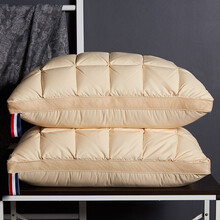 【一对装】五星级酒店羽绒枕头95白鹅绒毛枕芯一对家用护颈椎单双人枕 金色一对装