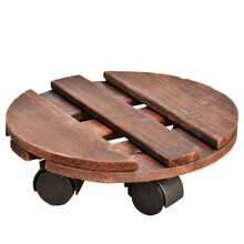 冠乐家花盆底座移动托盘带轮滚轮实木花盆架底托木质花托花盆垫万向轮滚动带刹车圆形长方形 圆形直径35