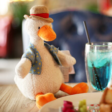 可爱网红小黄鸭子毛绒玩具丑萌鸭子玩偶度假先生布娃娃 白色加油鸭 全长35厘米