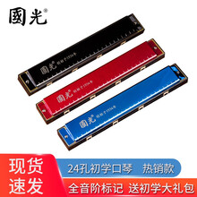 国光口琴儿童学生初学者高级成人男女24孔专业复音c调演奏比赛乐器 纪念版-红色【送初学大礼包】