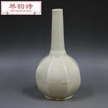 琴韵诗 宋湘湖窑方胆瓶民间收藏摆件仿古装饰瓷器老货旧货古董摆件古玩