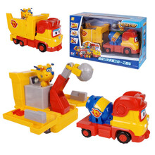 奥迪双钻 新品超级飞侠装备玩具大号变形机器人第七季新品庞机长二合一巡逻机儿童玩具套装 730814多利三合一工程车