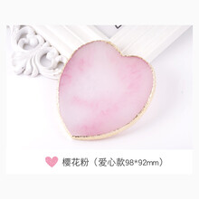 调色板水晶玛瑙石圆边贝壳片美甲装饰品展示版彩绘大理石纹调色盘 爱心款(樱花粉)